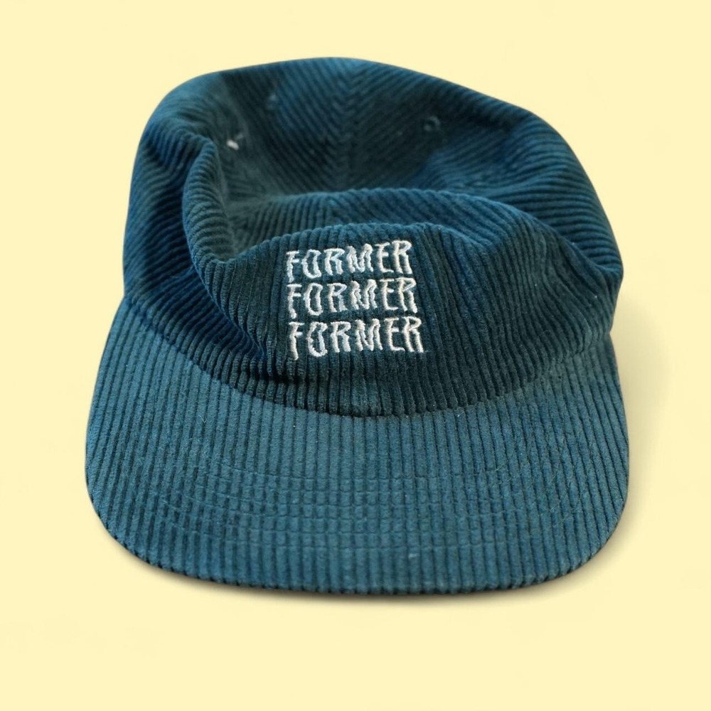 Former Former Former Text Former Corduroy Cap Men's Green Blue Euc